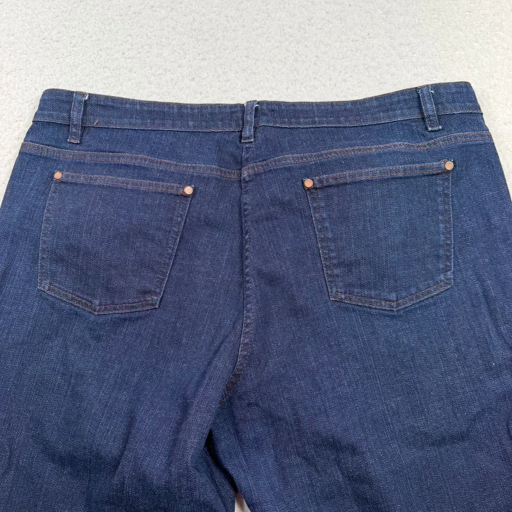 Eileen Fisher Jeans XL Blue Organic Cotton Stretch Capri Denim Dark Wash